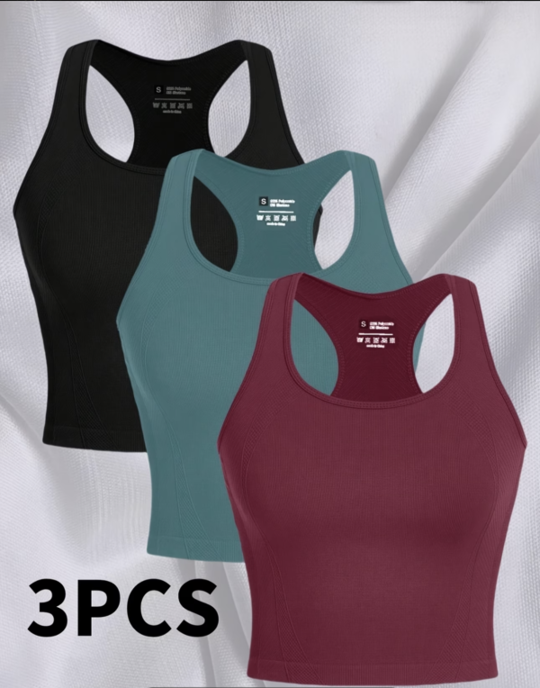 Lot de 3 Débardeurs de Sport Crop Top
