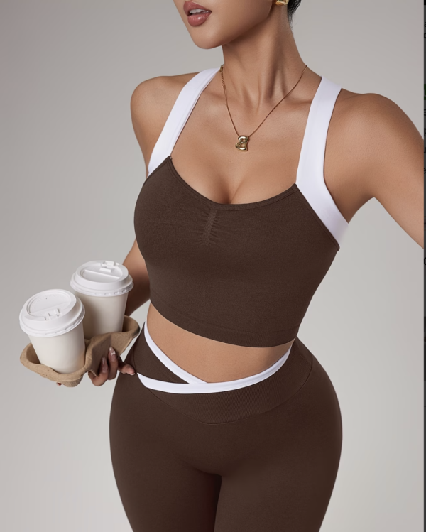 Ensemble Athleisure Large Bretelles et Leggings Sans Couture