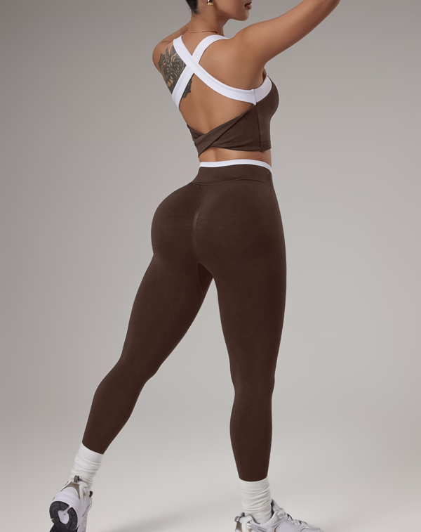 Ensemble Athleisure Large Bretelles et Leggings Sans Couture
