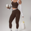 Ensemble Athleisure Large Bretelles et Leggings Sans Couture
