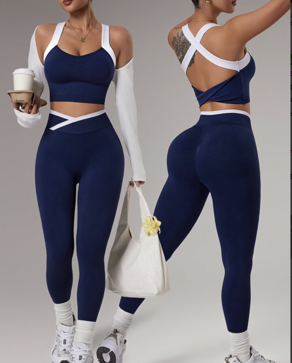Ensemble Athleisure Large Bretelles et Leggings Sans Couture