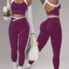 Ensemble Athleisure Large Bretelles et Leggings Sans Couture