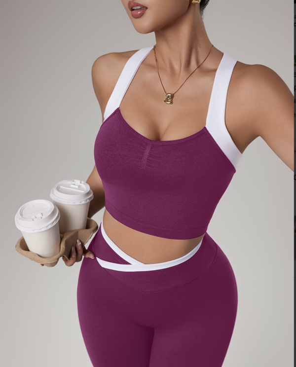 Ensemble Athleisure Large Bretelles et Leggings Sans Couture