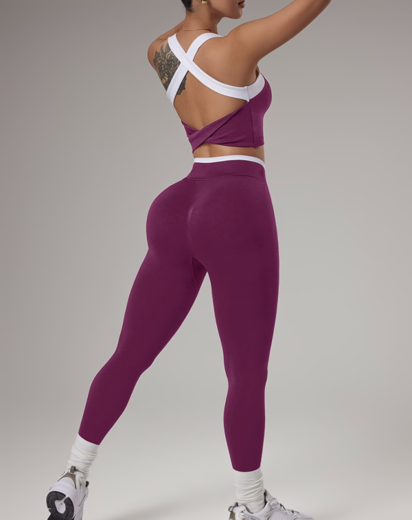 Ensemble Athleisure Large Bretelles et Leggings Sans Couture