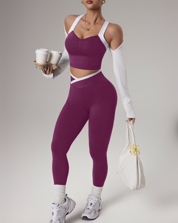 Ensemble Athleisure Large Bretelles et Leggings Sans Couture