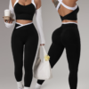 Ensemble Athleisure Large Bretelles et Leggings Sans Couture