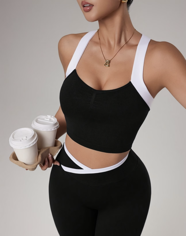 Ensemble Athleisure Large Bretelles et Leggings Sans Couture