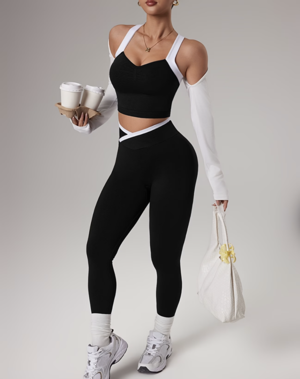 Ensemble Athleisure Large Bretelles et Leggings Sans Couture
