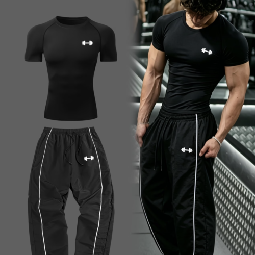 Ensemble de Sport 2 Pièces Haut Ajusté et Pantalon Ample
