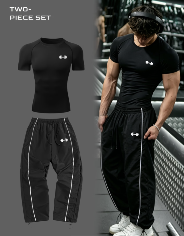Ensemble de Sport 2 Pièces Haut Ajusté et Pantalon Ample