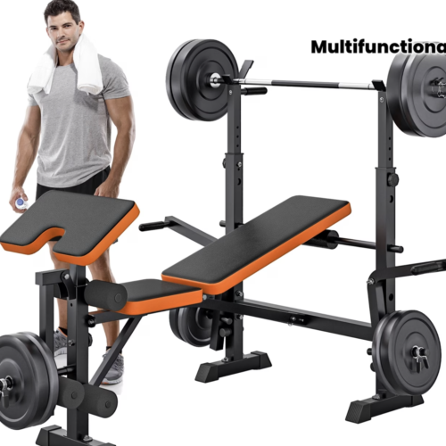 Banc de Musculation Ajustable Tout-en-Un avec Support Squat