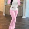 Ensemble Décontracté pour Femme – T-Shirt à Manches Longues Colorblock et Pantalon Évasé – Image 6