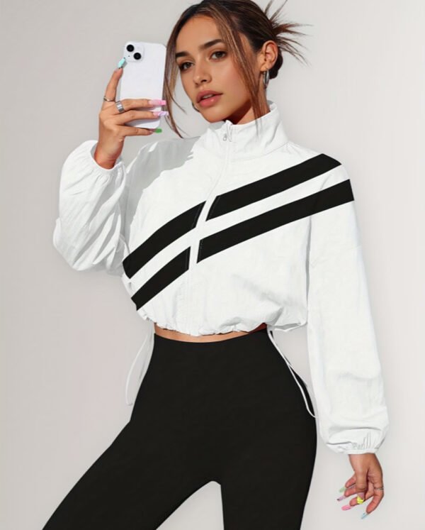 Veste Sportive Femme à Col Montant – Fermeture Éclair et Taille Ajustable