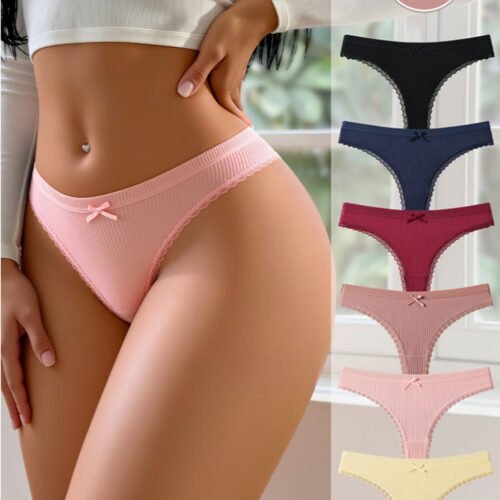 Lot de 6 Culottes Sexy Taille Basse pour Femme – Dentelle Élégante et Confort Quotidien