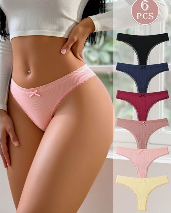 Lot de 6 Culottes Sexy Taille Basse pour Femme – Dentelle Élégante et Confort Quotidien