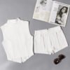 Ensemble Chic Blanc pour Femme – Crop Top Sans Manches à Col Montant et Short Assorti – Image 5