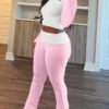 Ensemble Décontracté pour Femme – T-Shirt à Manches Longues Colorblock et Pantalon Évasé – Image 5