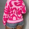 Cardigan Imprimé Léopard Color Block pour Femme – Col en V Boutonné, Style Européen et Américain – Image 2