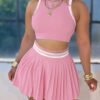 Ensemble 2 Pièces Femme – Jupe Plissée Colorblock et Débardeur Sans Manches – Image 6