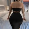 Ensemble Femme – Haut à Col Licou et Jupe Crayon Élégante – Image 2
