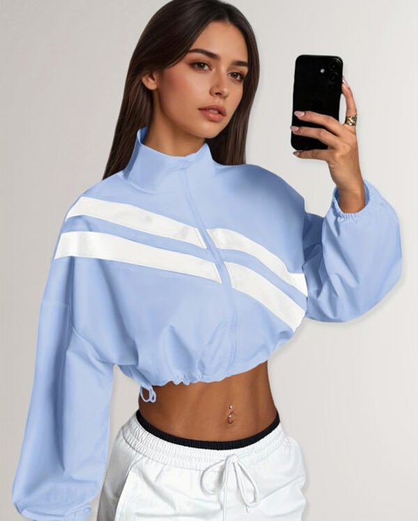 Veste Sportive Femme à Col Montant – Fermeture Éclair et Taille Ajustable