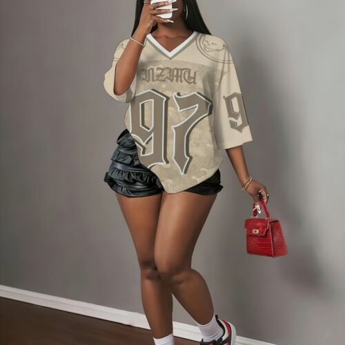 Maillot de Hockey Vintage à Manches Courtes – Style Sportswear pour Femme