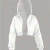 Hoodie de Sport Décontracté Blanc Uni – Sweat à Capuche Confort Féminin