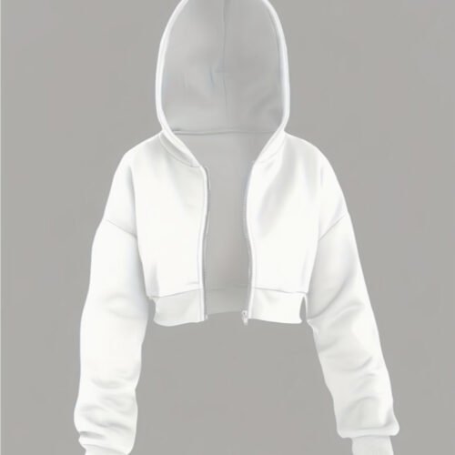 Hoodie de Sport Décontracté Blanc Uni – Sweat à Capuche Confort Féminin
