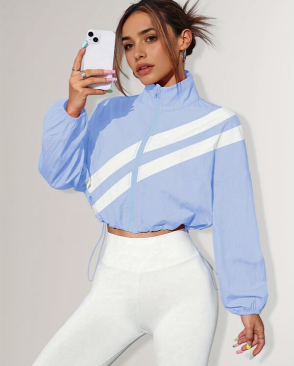 Veste Sportive Femme à Col Montant – Fermeture Éclair et Taille Ajustable