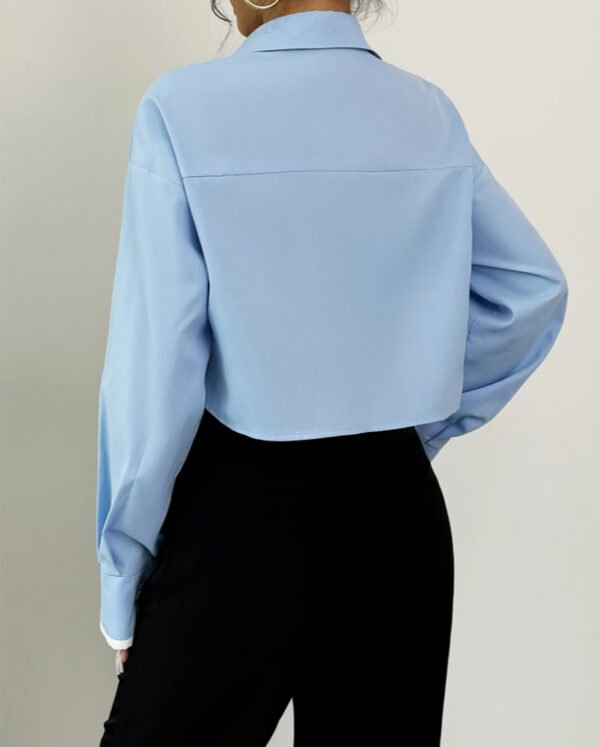 Chemise Manches Longues Color-Block – Style Décontracté Chic & Professionnel