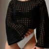 Crop Top T-Shirt à Manches Cloche Ajourées – Style Bohème Chic