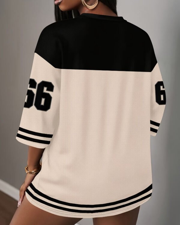 Maillot de Hockey Mesh Numéro 66 – Style Color Block & Col V (Femme)