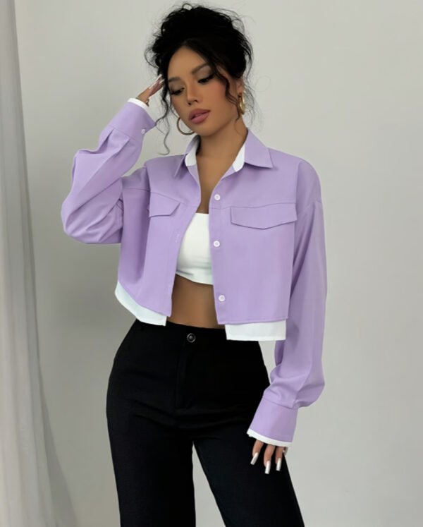 Chemise Manches Longues Color-Block – Style Décontracté Chic & Professionnel