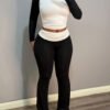 Ensemble Décontracté pour Femme – T-Shirt à Manches Longues Colorblock et Pantalon Évasé – Image 2