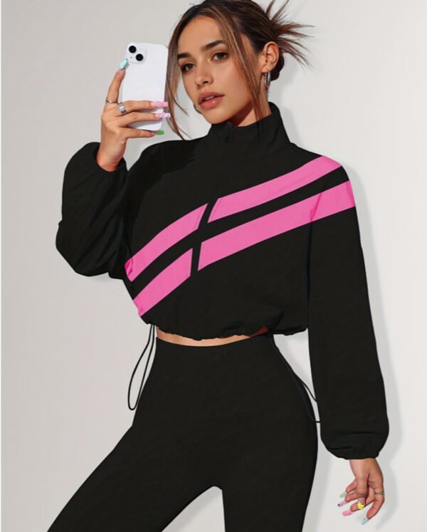 Veste Sportive Femme à Col Montant – Fermeture Éclair et Taille Ajustable