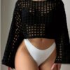 Crop Top T-Shirt à Manches Cloche Ajourées – Style Bohème Chic