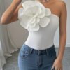 Haut Moulant Asymétrique à Motif Floral – Top Décontracté Chic