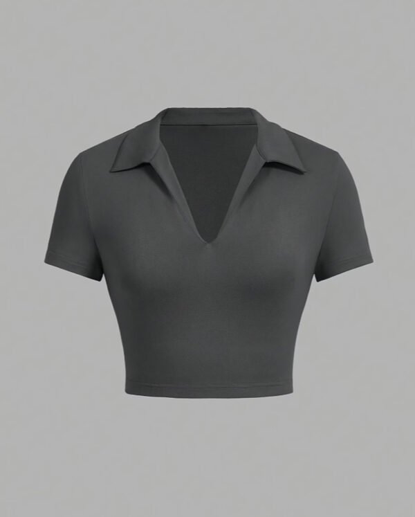 Pack de 3 T-Shirts Courts Style Polo – Hauts d'Été Moulants à Col en V
