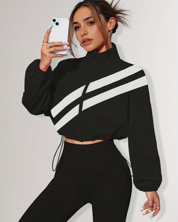 Veste Sportive Femme à Col Montant – Fermeture Éclair et Taille Ajustable