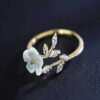 Bague Créative en Forme de Feuille et Fleur – Anneau Ajustable et Poétique pour Femme