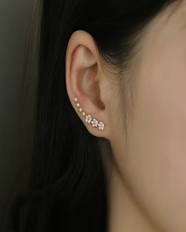 Boucles d'Oreilles Florales à Paillettes – Bijou Fleuri Étincelant et Glamour pour Femme