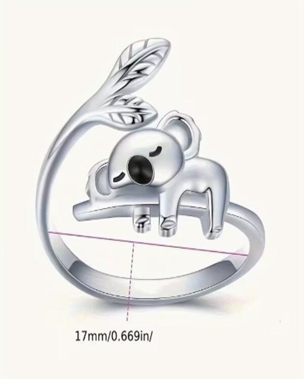 Rectangle 864 (6) Bague Mignonne Koala et Feuille – Anneau Ajustable et Craquant pour Femme