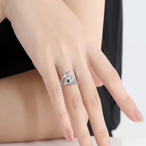 Bague Mignonne Koala et Feuille – Anneau Ajustable et Craquant pour Femme