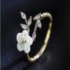 Bague Créative en Forme de Feuille et Fleur – Anneau Ajustable et Poétique pour Femme