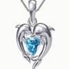 Collier "Étreinte du Dauphin" en Saphir Synthétique Bleu – Pendentif Animal Romantique et Élégant