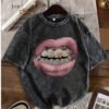 T-Shirt Vintage Délavé pour Femme – Top Graphique Esprit Friperie Retro