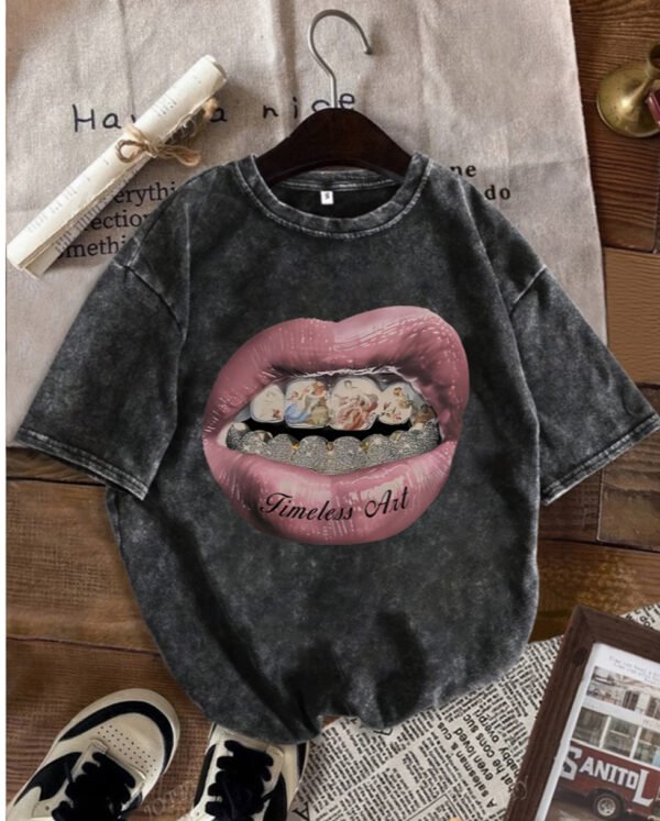 T-Shirt Vintage Délavé pour Femme – Top Graphique Esprit Friperie Retro