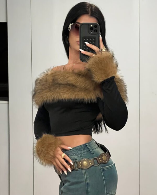 T-shirt élégant pour femme à manches bouffantes pour l'automne et l'hiver