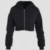 Sweat à Capuche Court Zippé – Crop Hoodie Tendance Streetwear