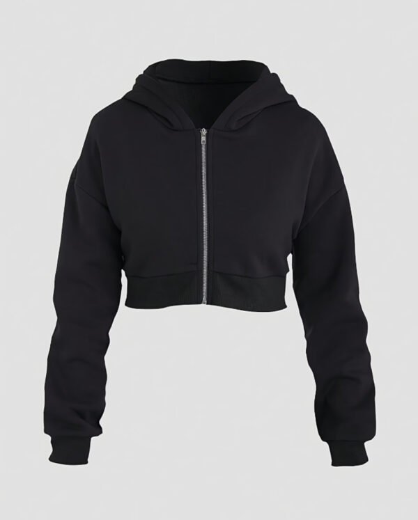 Sweat à Capuche Court Zippé – Crop Hoodie Tendance Streetwear